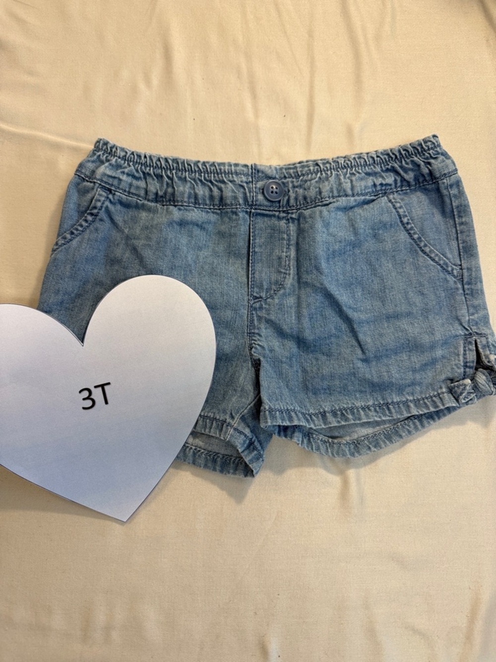 OshKosh B'gosh Blue Jean Shorts with Elastic Waistband and Side Tie